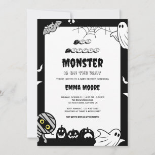 Invitación Ilustración de Baby Shower de Monstruo Pequeño Ado