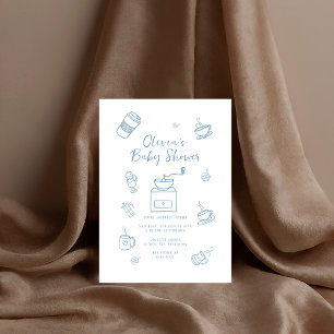 Invitación ilustracion de bebé ducha Tea Doodle