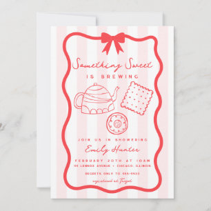 Invitación ilustracion de bebé ducha Tea Doodle