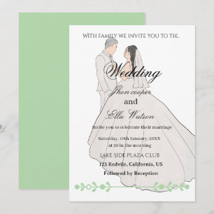 Invitación Ilustración de boda minimalista de novia y novio