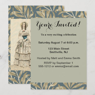 Invitación Ilustración de boda victoriana vintage de 1844 