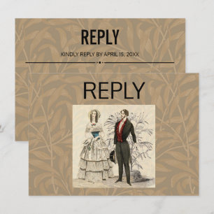 Invitación Ilustración de boda victoriana vintage de 1844 