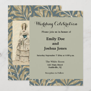 Invitación Ilustración de boda victoriana vintage de 1844 