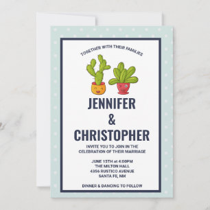 Invitación Ilustración de Bodas de Dos Cactus Lindos