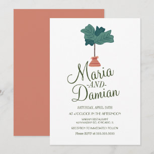 Invitación Ilustración de Bodas de Higuera de Hoja de Violín