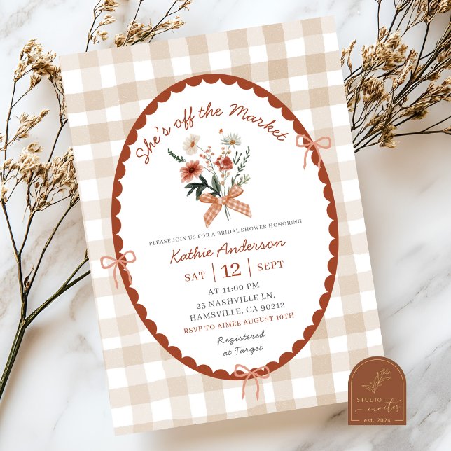 Invitación Ilustración de Bow Red Gingham Mercado de Agricult (Subido por el creador)