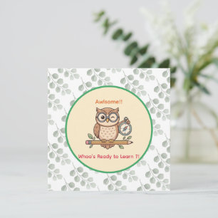 Invitación Ilustración de búho adorable guiñando el ojo para 