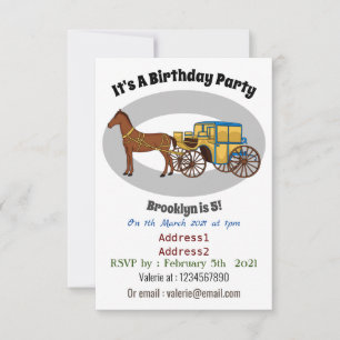 Invitación Ilustración de caballo lindo y carruaje real
