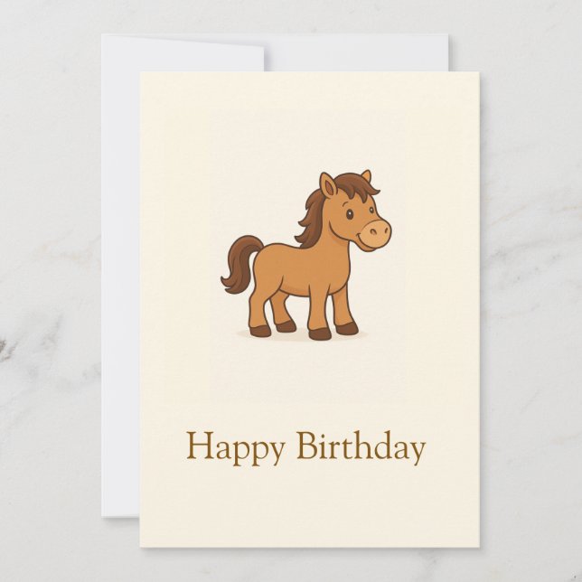 Invitación Ilustracion de caballos de Kawaii (Anverso)