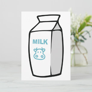 Invitación Ilustración de caja de leche de dibujos animados d