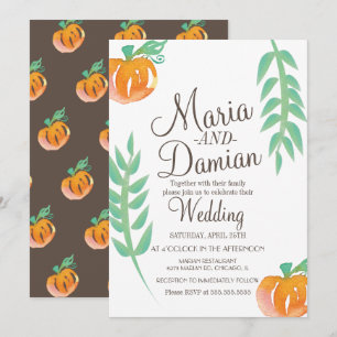 Invitación Ilustración de calabaza con acuarela verde boda de