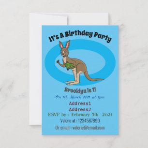 Invitación Ilustracion de canguro australiano bastante feliz