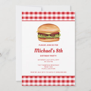 Invitación Ilustración de comida rápida de hamburguesa para f