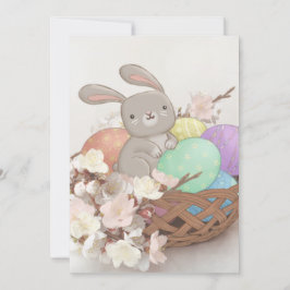 Invitación Ilustración de conejo de Pascua, huevos de Pascua 