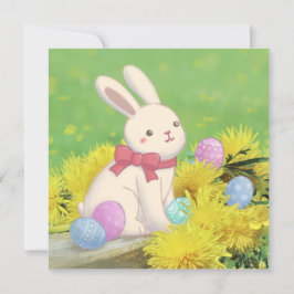Invitación Ilustración de conejo de Pascua, huevos de Pascua 