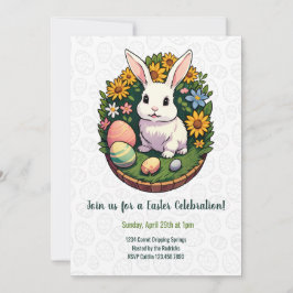 Invitación Ilustracion de Conejo de Pascua. Semana Santa!
