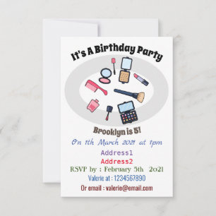 Invitación Ilustracion de cosméticos/personalizados de maquil