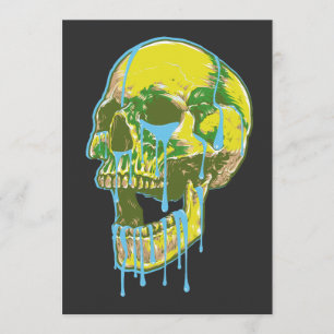 Invitación Ilustración de cráneo goteando neón – Arte Grunge 
