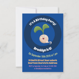 Invitación Ilustración de dibujos animados de brote de semill
