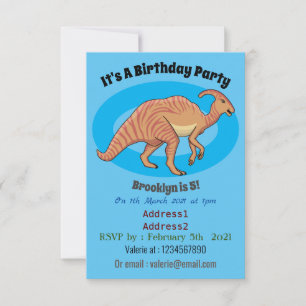 Invitación Ilustración de dibujos animados de dinosaurio para