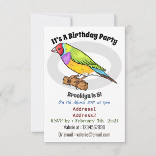 Invitación Ilustración de dibujos animados de pájaros pinzón 