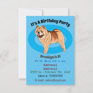 Invitación ilustración de dibujos animados de perro Chow Chow