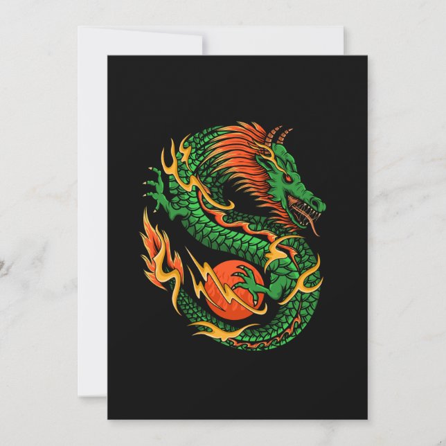 Invitación Ilustracion de diseño de dragón (Anverso)