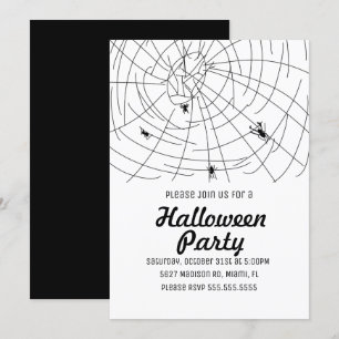 Invitación Ilustración de doodle de araña para fiesta de Hall