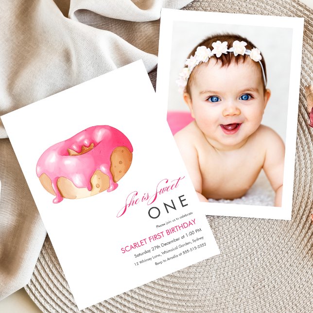 Invitación Ilustracion de dulce un donut primer cumpleaños (Subido por el creador)