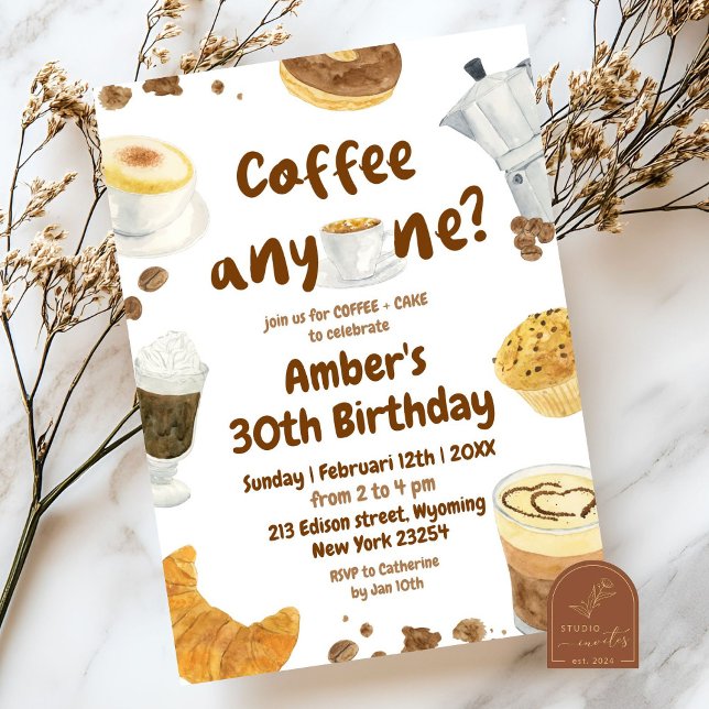 Invitación Ilustración de fiesta de cumpleaños con café (Subido por el creador)
