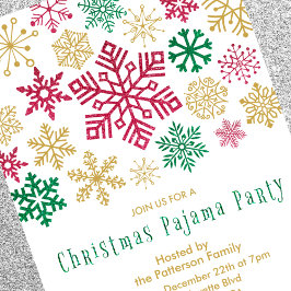 Invitación Ilustración de fiesta de pijamas de Navidad copo d
