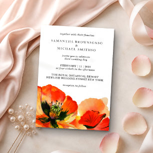 Invitación Ilustración de Flor de Amapola Roja Dibujada a Man