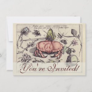 Invitación Ilustración de flor de insecto botánico de cangrej