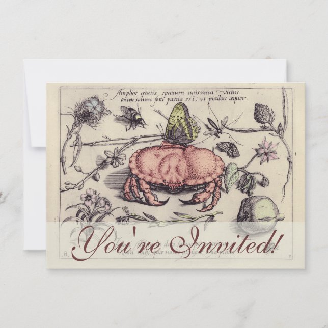 Invitación Ilustracion de flor de insectos botánicos de cangr (Anverso)