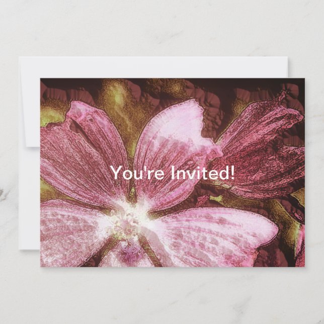 Invitación Ilustracion de flores rojas (Anverso)