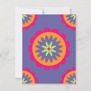 Invitación ilustracion de formas florales naranja y rosa