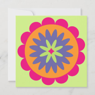 Invitación ilustración de formas florales naranja y rosa