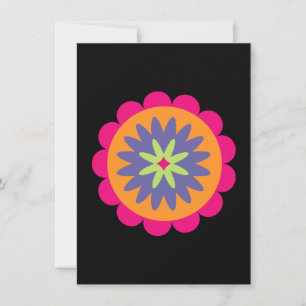 Invitación ilustracion de formas florales naranja y rosa
