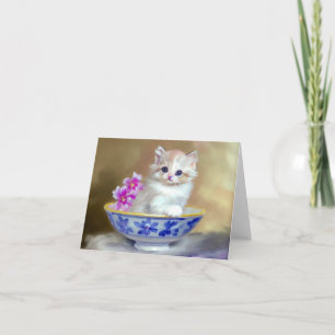 Invitación Ilustracion de gatito blanco vintage