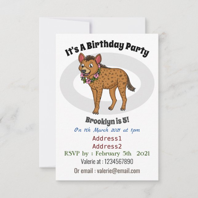 Invitación Ilustracion de hiena y flores personalizado (Anverso)