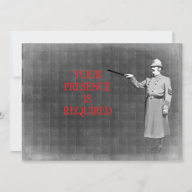 Invitación Ilustracion de hombre de policía de época (Anverso)