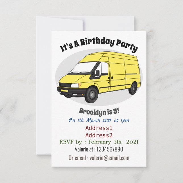 Invitación Ilustracion de la camioneta de entrega (Anverso)