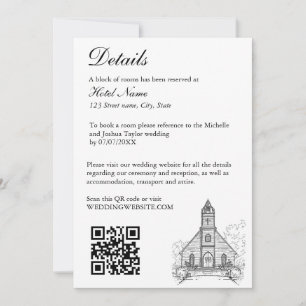 Invitación Ilustracion de la mansión del Boda de mano dibujad