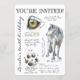 Invitación Ilustración de lobo Canis Lupus personalizada Invi