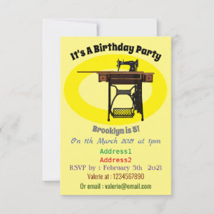 Invitación Ilustracion de máquina de coser personalizado