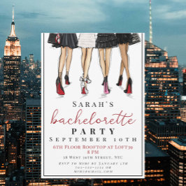 Invitación Ilustracion de Moda de Bachelorette de la ciudad d