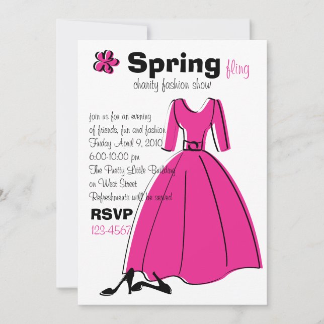 Invitación Ilustracion de moda de primavera (Anverso)