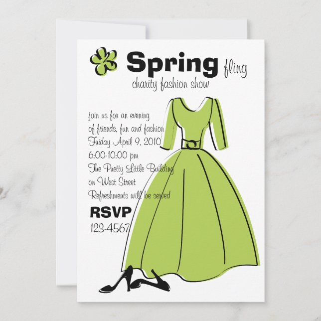 Invitación Ilustracion de moda de primavera (Anverso)