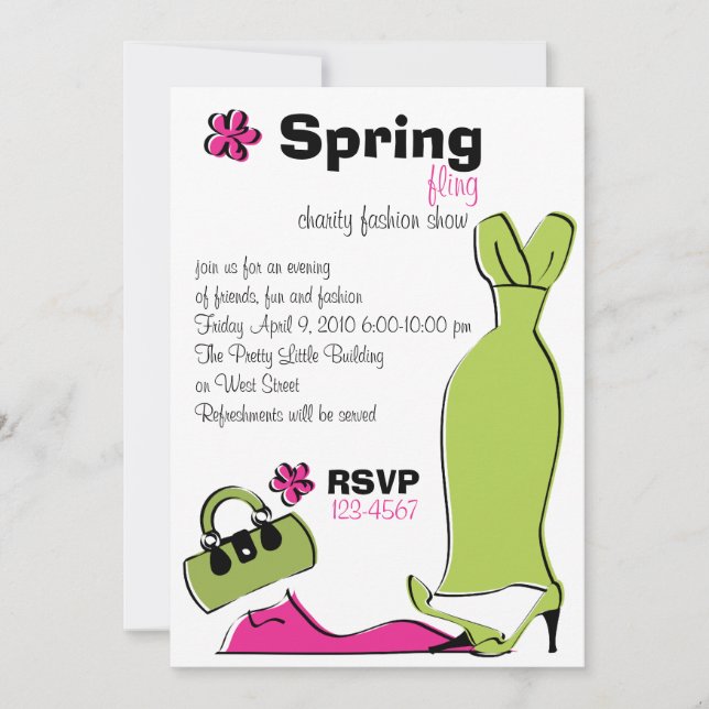 Invitación Ilustracion de moda de primavera (Anverso)