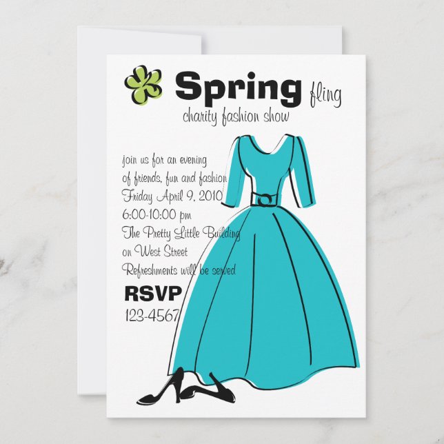Invitación Ilustracion de moda de primavera (Anverso)
